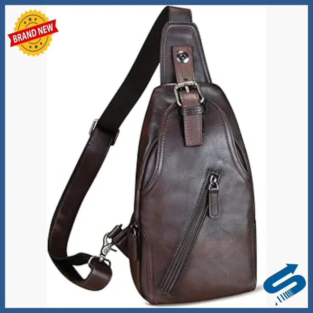 Genuine Leather Sling Bag Crossbody Backpack Shoulder Bag Daypack